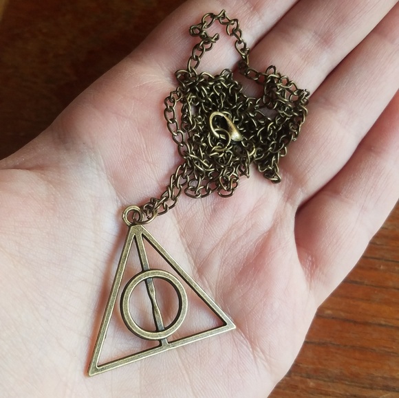 Harry Potter The Deathly Hallow BRONZE Charm Pendant Chain Necklace US Seller Harry Potter The Deathly Hallow BRONZE Charm Pendant Chain Necklace US Seller